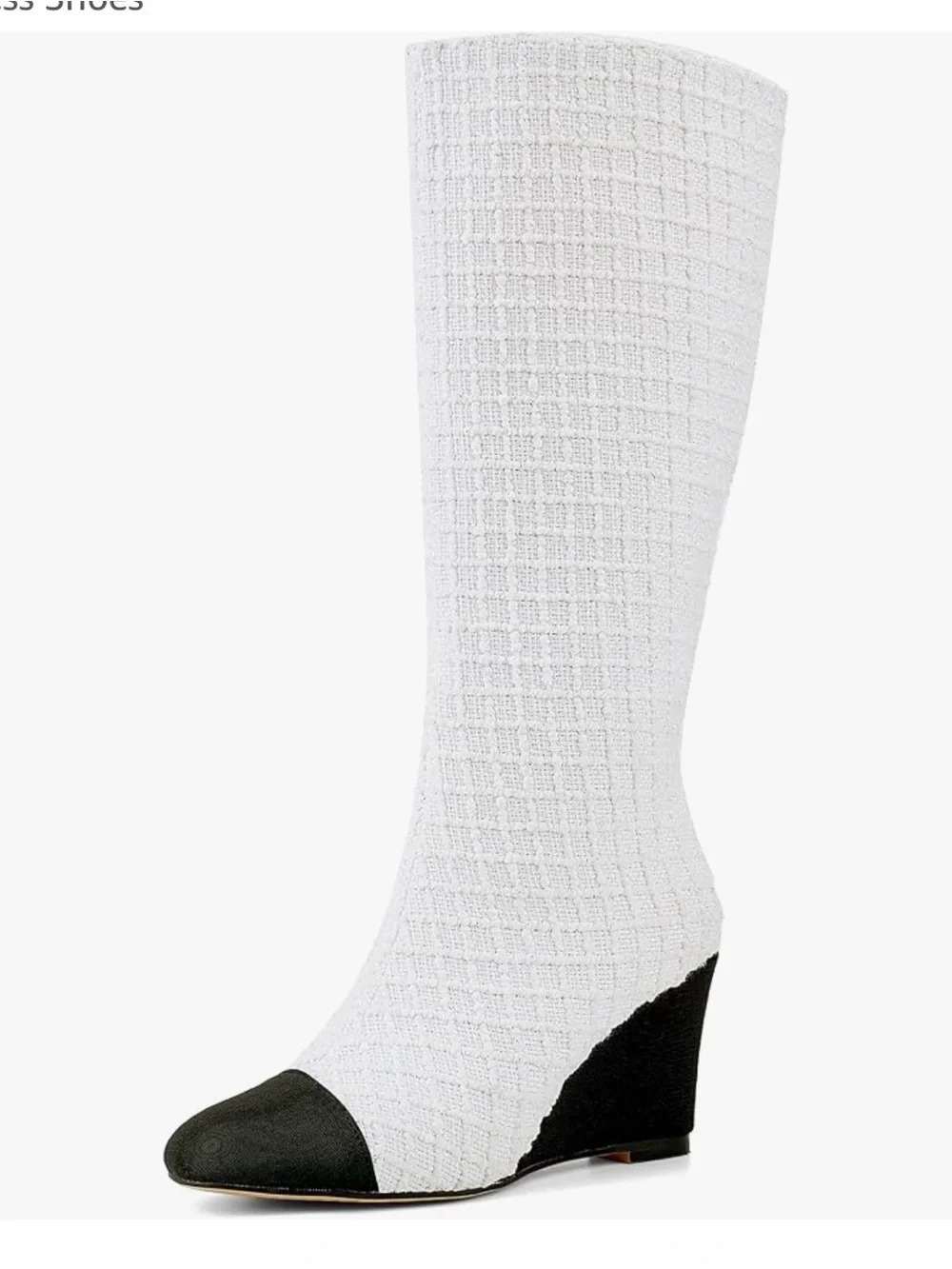 Knit Two-Tone Wedge Boot in White and Black size 7.5